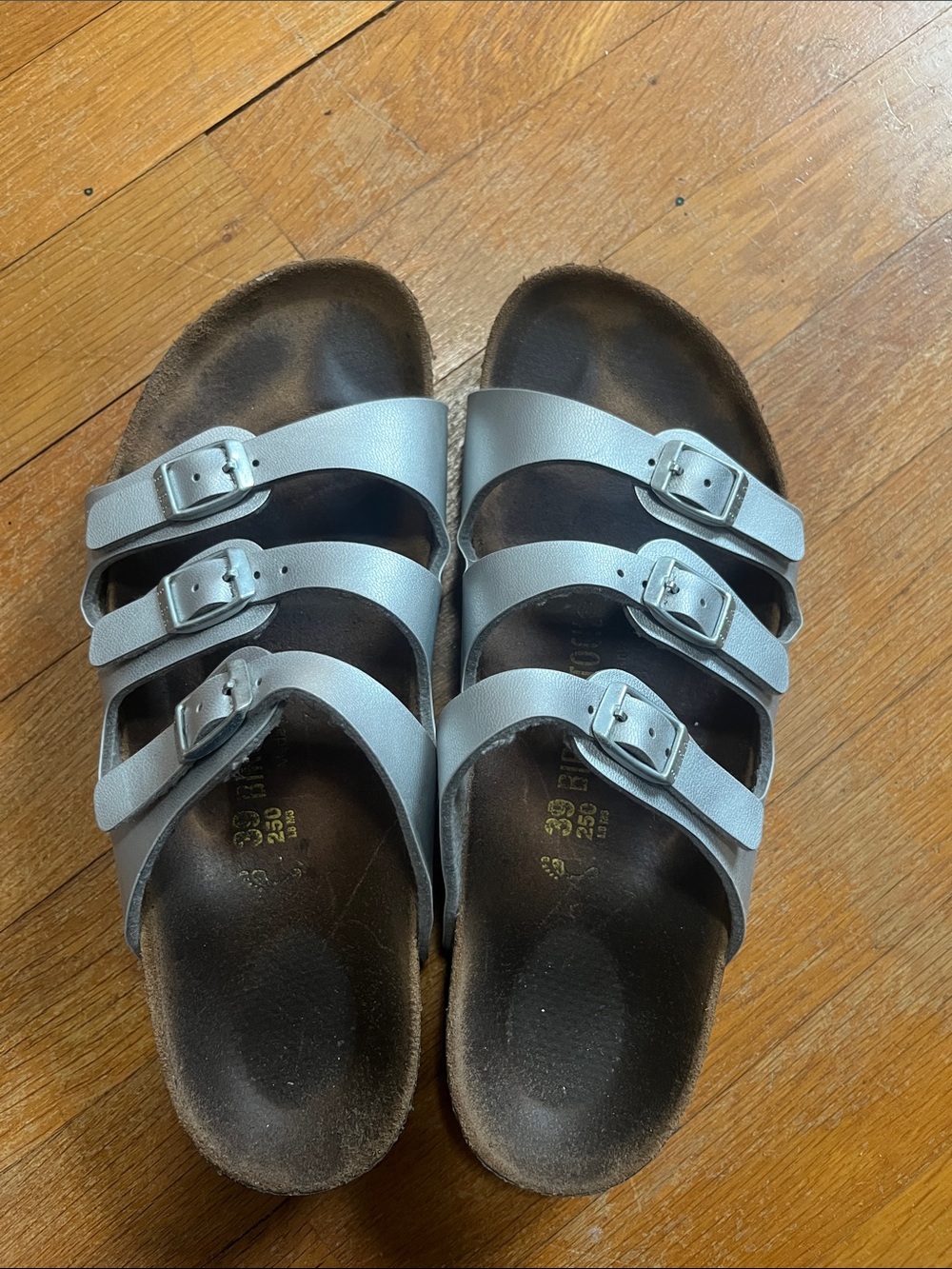 Birkenstock Triple Strap Sandals in Silver